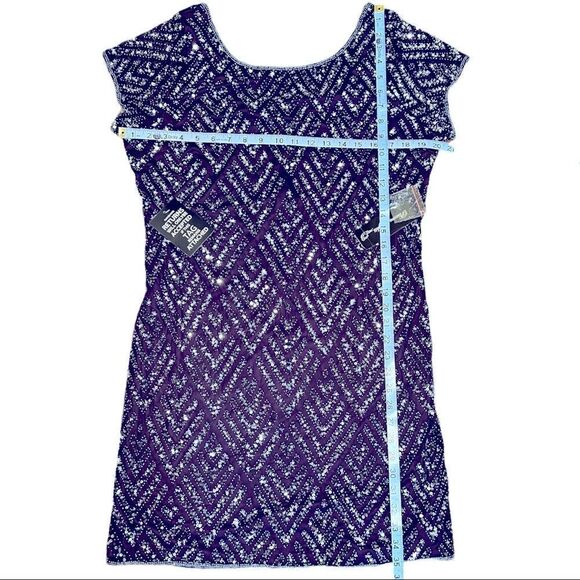 Pisarro Nights Chevron Sequin Sheath Dress In Plum - Picture 5 of 11